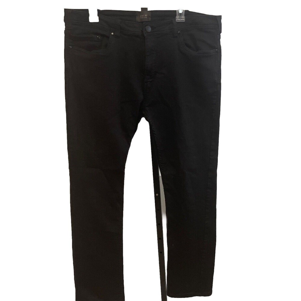 JACHS Jeans Straight Leg Casual Stretch Traveler 5-Pocket Pants Black 38x32